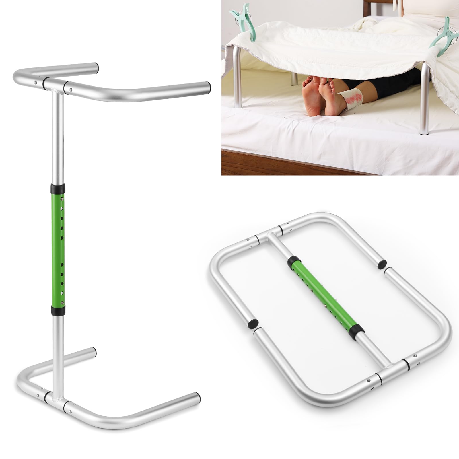 Photo 1 of Foldable Blanket Lifter for Feet, Aluminum Alloy Blanket Lifter in Bed, Heigh Adjustable Blanket Lifter for Foot, 4 Clips Included