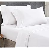600 Thread Count 100% Cotton Sheet Expanded Queen Sheets Set, 4-Piece Long-Staple Combed Pure Cotton Best Sheets for Bed, Breathable, Soft & Silky Sateen Weave Fits Mattress Upto 16'' Deep Pocket