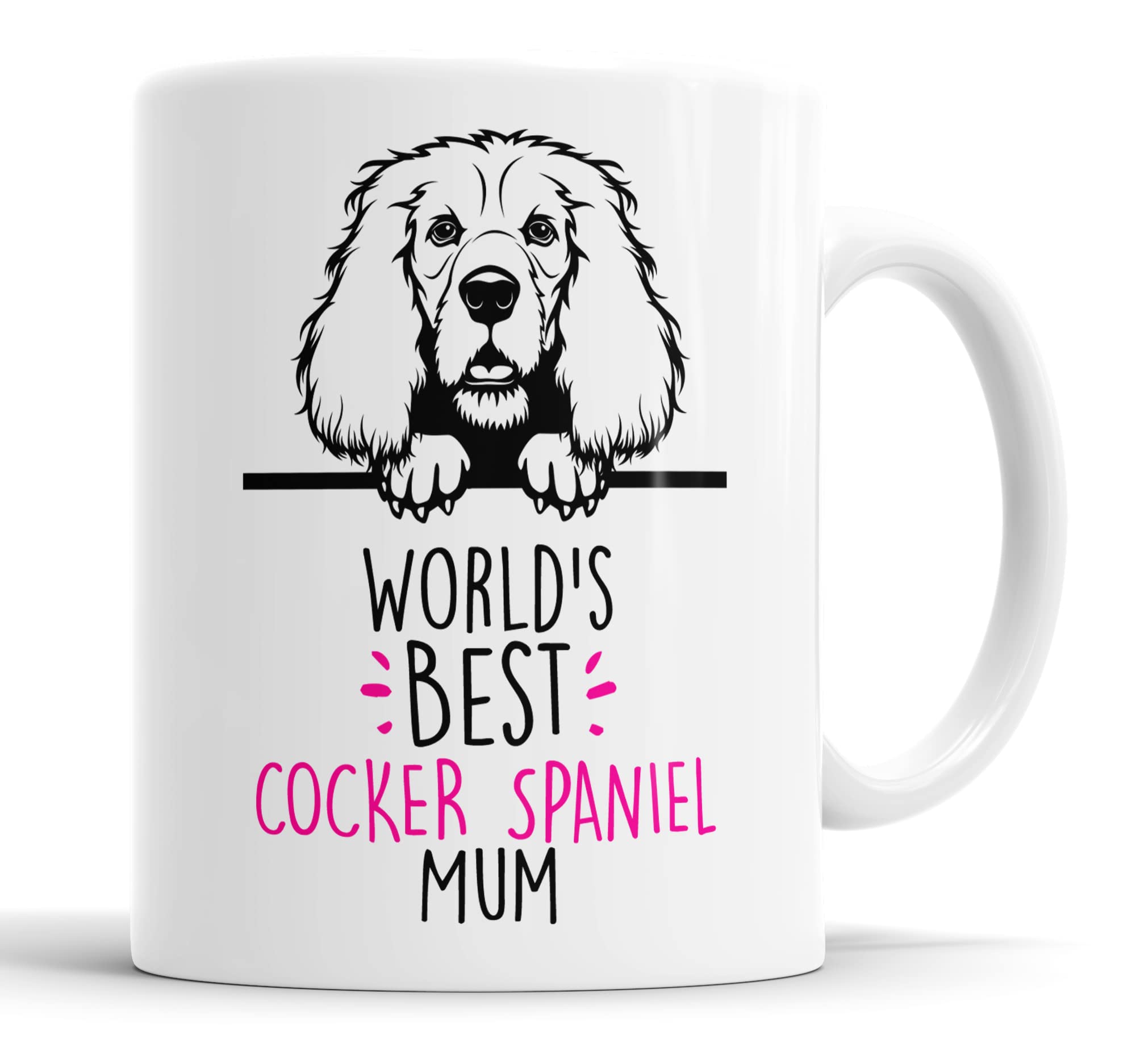 Faithful Prints Cocker Spaniel World's Best Mum Mug - Dog Mum Cup in Funny Gift Design for Birthday & Christmas