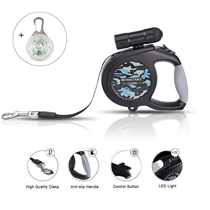 RCruning-EU Flexi Rollleinen für Hunde,Roll Leine Gurt 8 m für Hunde bis Max. 50 kg Dog Lead Retractable with LED Light