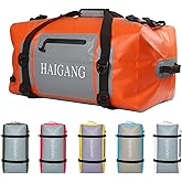 Haigang 70L Waterproof Duffel Bag Travel Dry Bag, Large Capacity, Adjustable Thickened Straps and Handles, Zip Closure, Air Valve, Keep Equipment Safe, Suitable for Boating Rafting Motorcycle Kayaking