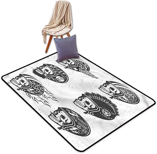 AGONIU Alfombra para Mascotas, Manly Greyscale Sketch Skulls