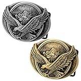 Buckle Rage Men's Flying Soaring Eagle Over Mountains Country Oval Belt Buckle