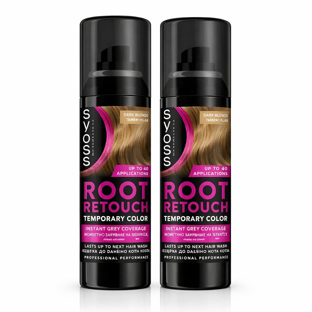 Schwarzkopf Root Retoucher, Instant Temporary Hair Dye Spray for Blonde Regrowth, Dark Blonde Duo Box