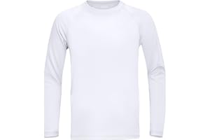 RIKUAOU Boys UPF 50+ Rash Guard Swim Shirt, Kids Youth Long Sleeve Sun Protection UV Rashguard Shirts for Water Surfing Beach