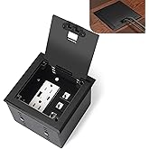 KYHSHJ Recessed Flat Hidden Socket Kit with 2 * 15A Receptacle,4.8A 1 USB-A Ports &1 USB-C Port+3-Port RJ45 Datacom Receptacle. Internal Height Adjustable,Corrosive Resistant Hardware,Black