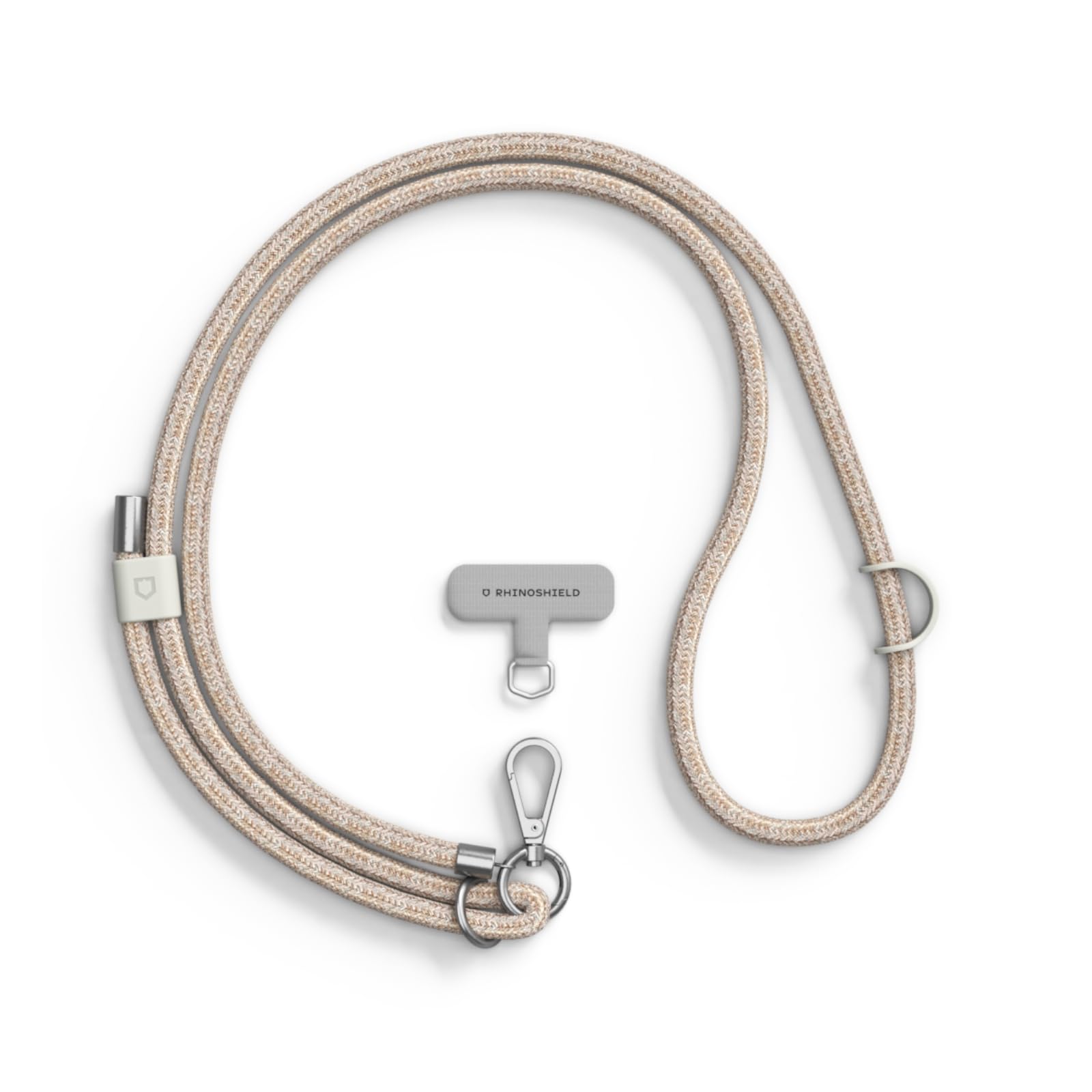 RHINOSHIELD Braided Crossbody Phone Lanyard | Easy to Adjust, Additional loop to hang Airpods, Keys, Durable Strap, Multiple Colors, Made of Recycled Materials(Landyard Card Included) - Rose Gold