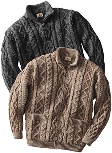 Amazon Co Jp セーター メンズ 長袖 男性用 ニット メンズ フィッシャーマンズダイヤモンドジッパーセーター グレー Lサイズ 服 ファッション小物