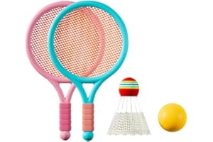 WOKAKU Racket Tennis for Children Outdoor Sports Badminton Racket Kindergarten Toy Set for 3-12years Old Badminton Sets for Backyards Baby Tennis Racket Parent Child Outdoor Game Toys Portable Badminton Set