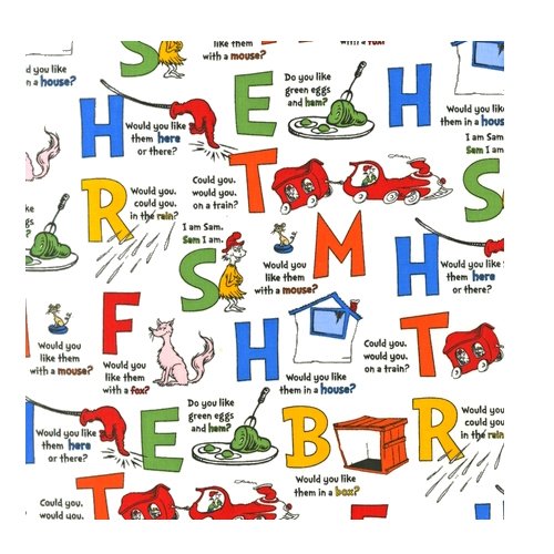 Dr. Seuss GREEN EGGS AND HAM Celebration ADE-13703-203 Precut Fat Quarter 18