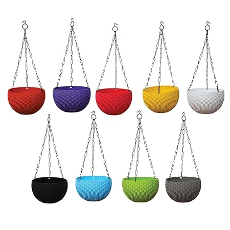 TrustBasket Weave Hanging Basket Mixed Colours (Set of 5)-Multicolour Hanging Basket,Hanging Flower Basket/Balcony,Indoor,Outdoor Hanging