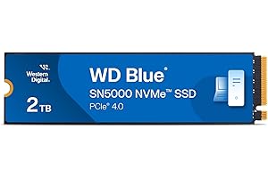 Western Digital 2TB WD Blue SN5000 NVMe Internal Solid State Drive SSD - PCIe Gen 4.0, M.2 2280, Up to 5,150 MB/s - WDS200T4B