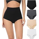 wirarpa Women's Underwear Cotton Super High Waisted Briefs Stretch Full Coverage Panties 4 Pack