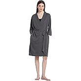 SIORO Women's Wool Robe, Short Bathrobe, Lightweight Loungewear with Pockets, Plus Size Sleepwear for Spa, Resort & Hotel