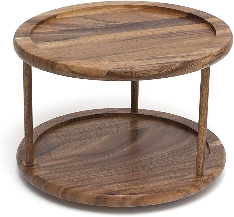 BOIS ART 1302 Acacia Wood 2-Tier 10" Dinning Tray| Multipurpose|