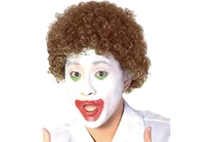 AICKER Short Afro Kinky Curly Wig for Men Women, Synthetic Funny Cosplay Wigs, Costume Party Hair Replacement Heat Resistant Fiber(Brown)