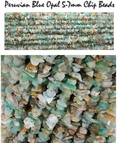 Genuine Peruvian Blue Opal 5-7mm Chip Nugget Beads, 16 inch Strand for Jewelry Making