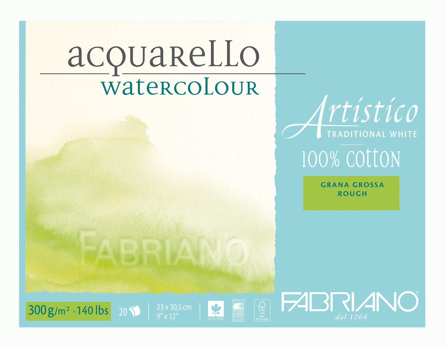 Fabriano ATW BL 4CO 20 °F GT Watercolour Paper 23 x 30.5 cm White
