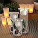 Set of 3 Glass Hurricane Candle Holders Filled with Holiday Flowers, Decorative Sphere Ball Candle Holders, Christmas Floral Home Decor Centerpiece, Flowers Are Removable - White Candles Included