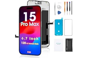 DIYREPAIR for iPhone 15 Pro Max Screen Replacement 6.7', 3D Touch Full HD Display Full Repair kit, Digitizer Assembly with Tools Set, Tempered Glass, Instruction(Black)