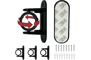 ZNCZHZN No Drill Curtain Rod Brackets, 4Pcs No Drilling Self Adhesive Curtain Rod Holder【Upgrade 3M Adhesive】Rotatable Curtain Rod Hook for Use Around Corners (4Pcs Black)