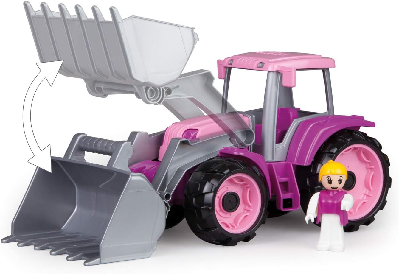 Lena 04452, TRUXX tractor pink with front shovel, vehicle ca. 34 cm, tractor with excavator shovel play figure - Image 3