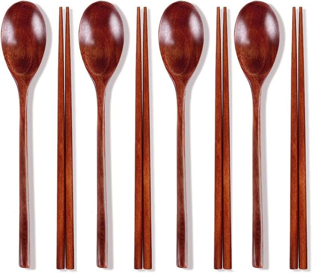Ecloud Shop 4 Pcs Wooden chopsticks sets Korean dinnerware combinations โ image 1
