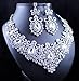 Janefashions Stunning Clear Austrian Rhinestone Crystal Necklace Earrings Set N12187 Silver