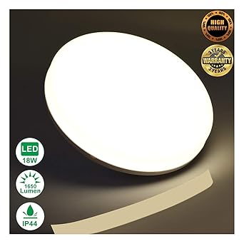 LED Deckenleuchte 18W Airand Runde Deckenlampe Bad 4000K Neutralweiß 1650LM Ø24cm helle Deckenleuchten Wasserdichte Decken La