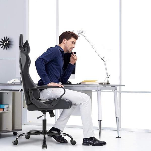 BESTOFFICE GAMING CHAIR OFFICE CHAIR ERGONOMIC DESK CHAIR RACING STYLE GAMING CHAIR WITH LUMBAR SUPPORT, SWIVEL ROLLING BASE, AND COMFORTABLE PADDED SEAT FOR WOMEN AND MEN