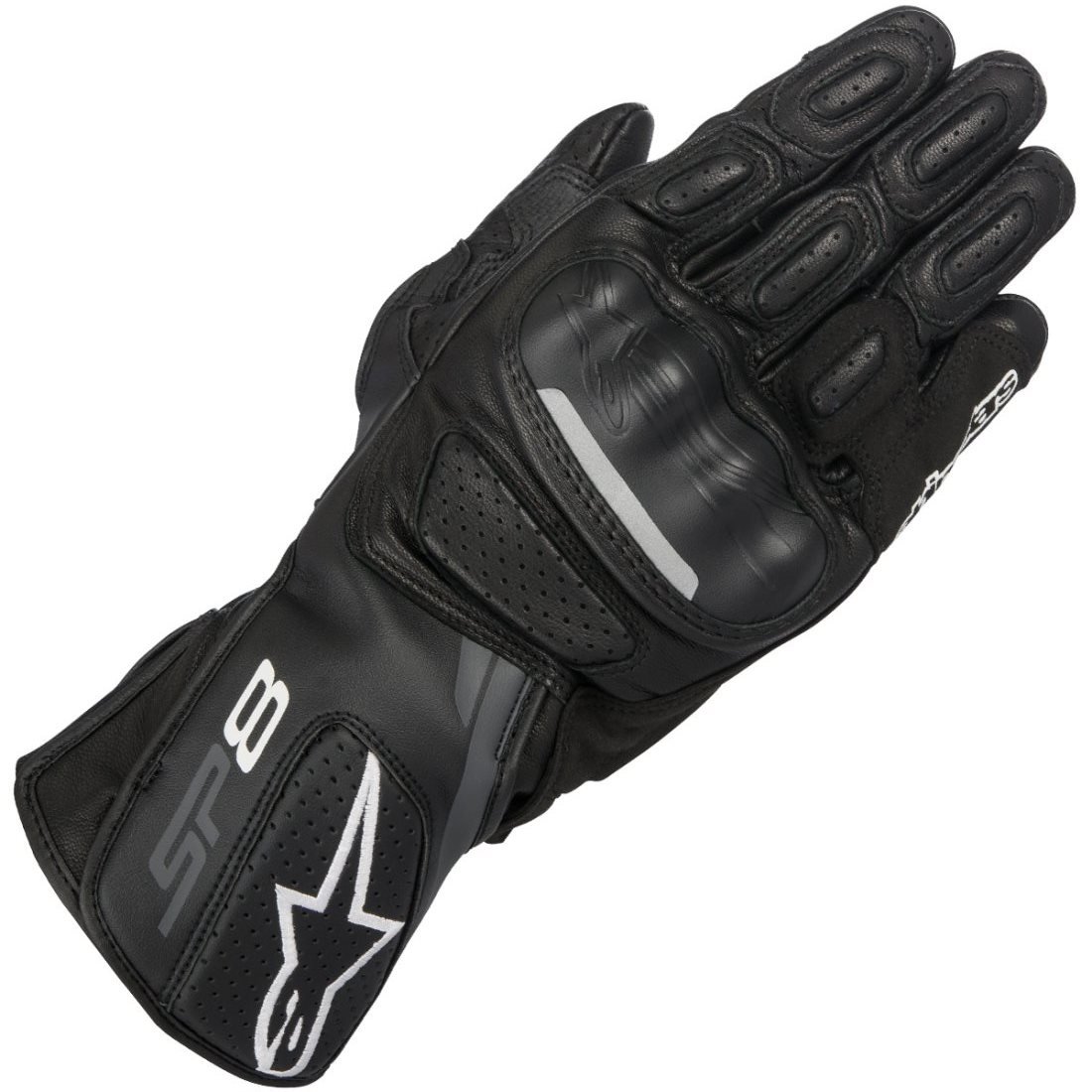 Alpinestars Men's SP-8 v2 Leather Motorcycle Glove, Black/Grey, Large