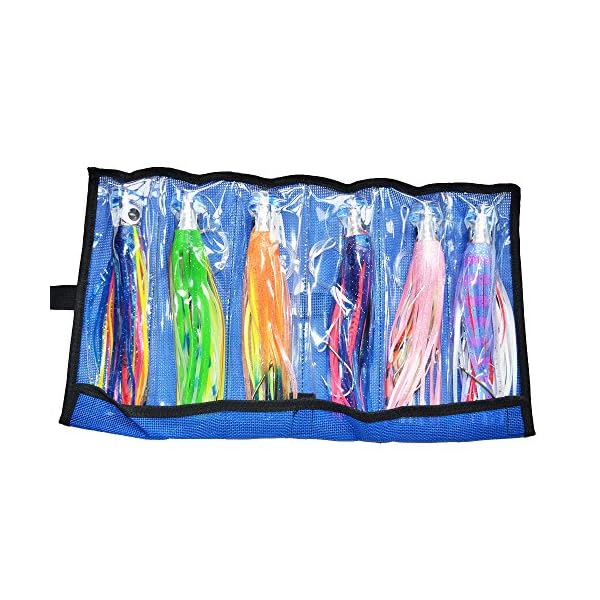 SET-of-6-Pusher-style-Marlin-Tuna-Mahi-Dolphin-Durado-Wahoo-Trolling-skirt-Lures-Rigged-and-bag-included-tuna-9-inch-Big-game-trolling-lure