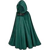 LMYOVE Men Hooded Cloak, Adult Medieval Renaissance Costume with Hood, Velvet Cape Halloween Dress Up