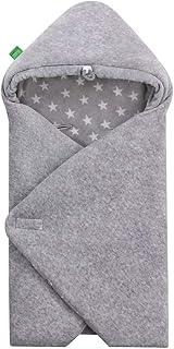 LULANDO Velours-Einschlagdecke YETI für Babyschale, 75 x 75 cm, Schlummersack für Babys, kinderfreundlich, für Jungen und Mädchen, Schutz für Babyschale und für Kindersitz (Grey - White Stars / Grey)