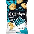 Popchips Potato Chips, Sea Salt & Vinegar, 4ct 5.0oz Share Bags, Low-Calorie, Gluten Free, Salty Snacks for Adults and Children, Non-GMO, Vegan & Kosher Friendly, 130 Calories Per Serving