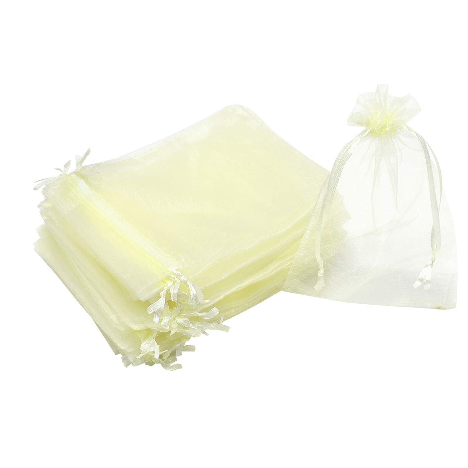 Bezall 100Pcs Organza Bags 8x12 inches, Large Mesh Gift Drawstring Christmas Party Wedding Favor Bags Jewelry Candy Pouches (8x12, Beige)