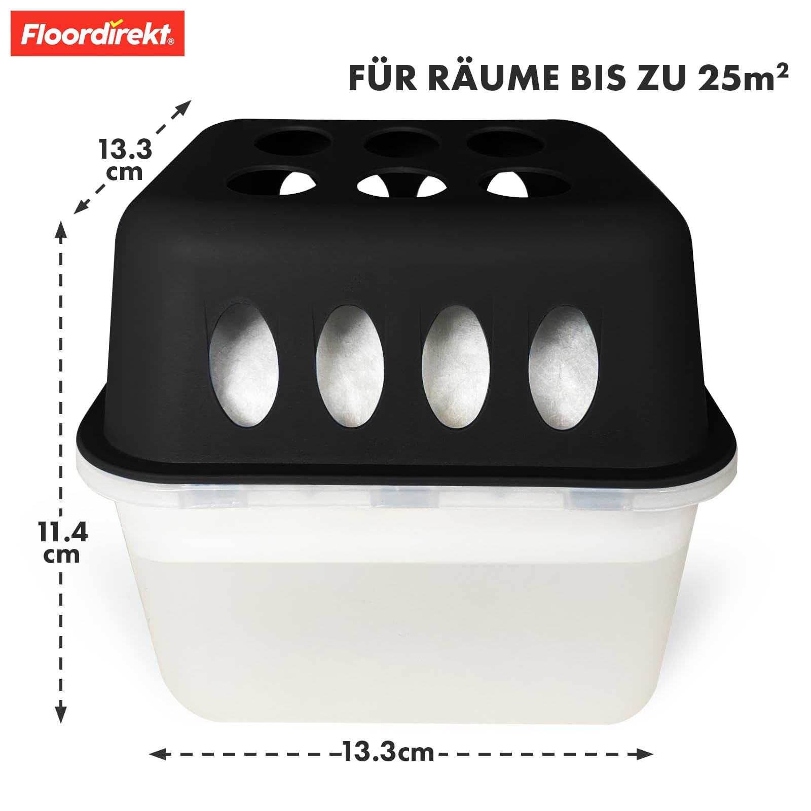 Floordirekt 4 x Luftentfeuchter mit 8 x 400g Nachfüll-Beutel Granulat Raumentfeuchter Nachfüllbar & Wiederverwendbar Schwarz HAVA 2
