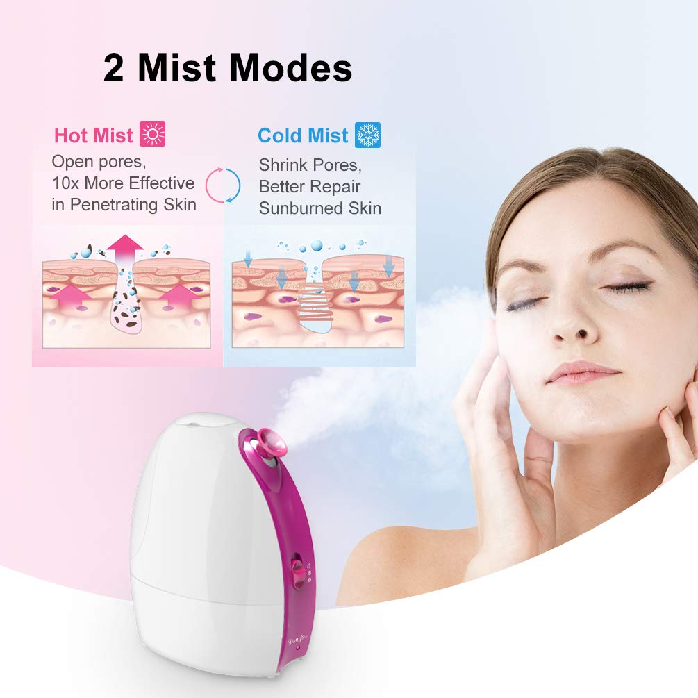 Facial Steamer,Nano Ionic Facial Steamer Professional Home Facial with Hot and Cold Mist Humidifier, Portable SPA Face Steamer Skin Cares Deep Cleanse[25 Min Hot Steam &60 Min Cold Steam Time]: Beauty