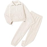 Yimoon Womens Fluffy Pajamas Set Warm Fleece Pjs Half Zip Pullover Pants 2 Piece Sleepwear Winter Fuzzy Loungewear