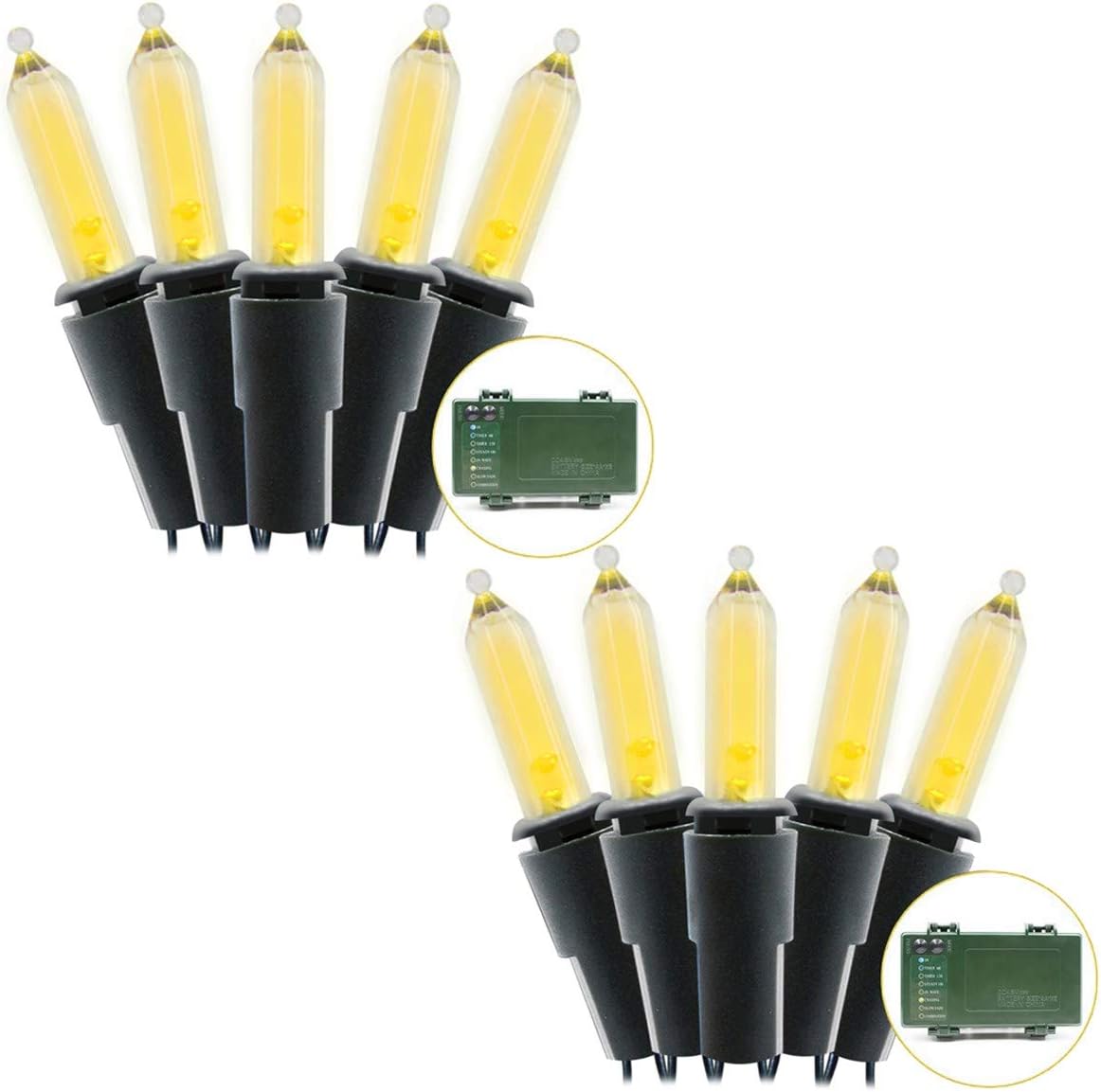 Lalapao Christmas Decoration Lights Battery Operated Mini String Lights 2 Pack M5 50 LED Xmas Fairy Outside Lighting Decor for Outdoor Indoor Tree Garden Patio Holiday Wedding Decorative (Warm White)