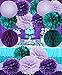 Mermaid Party Supplies/16pcs Mermaid Party Decorations Teal Purple Lavender Tissue Pom Pom Paper Lantens Honeycomb Ballls Frozen Theme Party Supplies Teal Mermaid Baby Shower Decorations