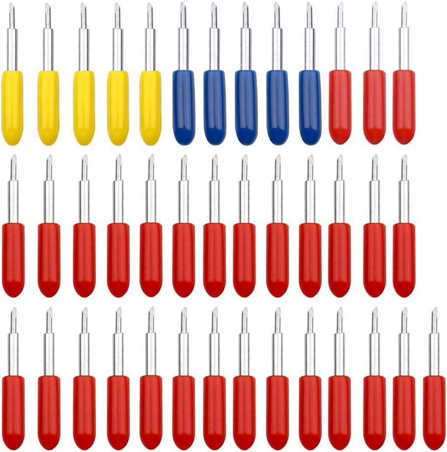 Novelfun 3 Types of 40 Pieces Blades for Cricut Explore Air 2 Vinyl Cutting Machines, 30 45 60 Degree Cutting Replacement Blades for Cricut