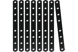 GIAPINST 12Pcs Straight Corner Brace Black 10” Flat Plate Connector Repair Fixing Bracket Mending Plate Connector Joining Bracket for Furniture Cupboard Bed Desks (250 * 20 * 3mm)
