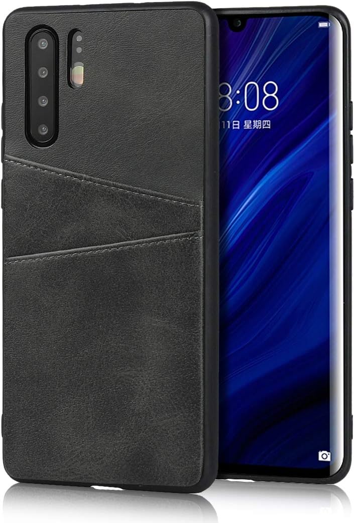 Cavor Case Compatible with Huawei P30 Pro, Wallet Design Premium Leather Case with 2 Card Holder Slots for Huawei P30 Pro (Black)