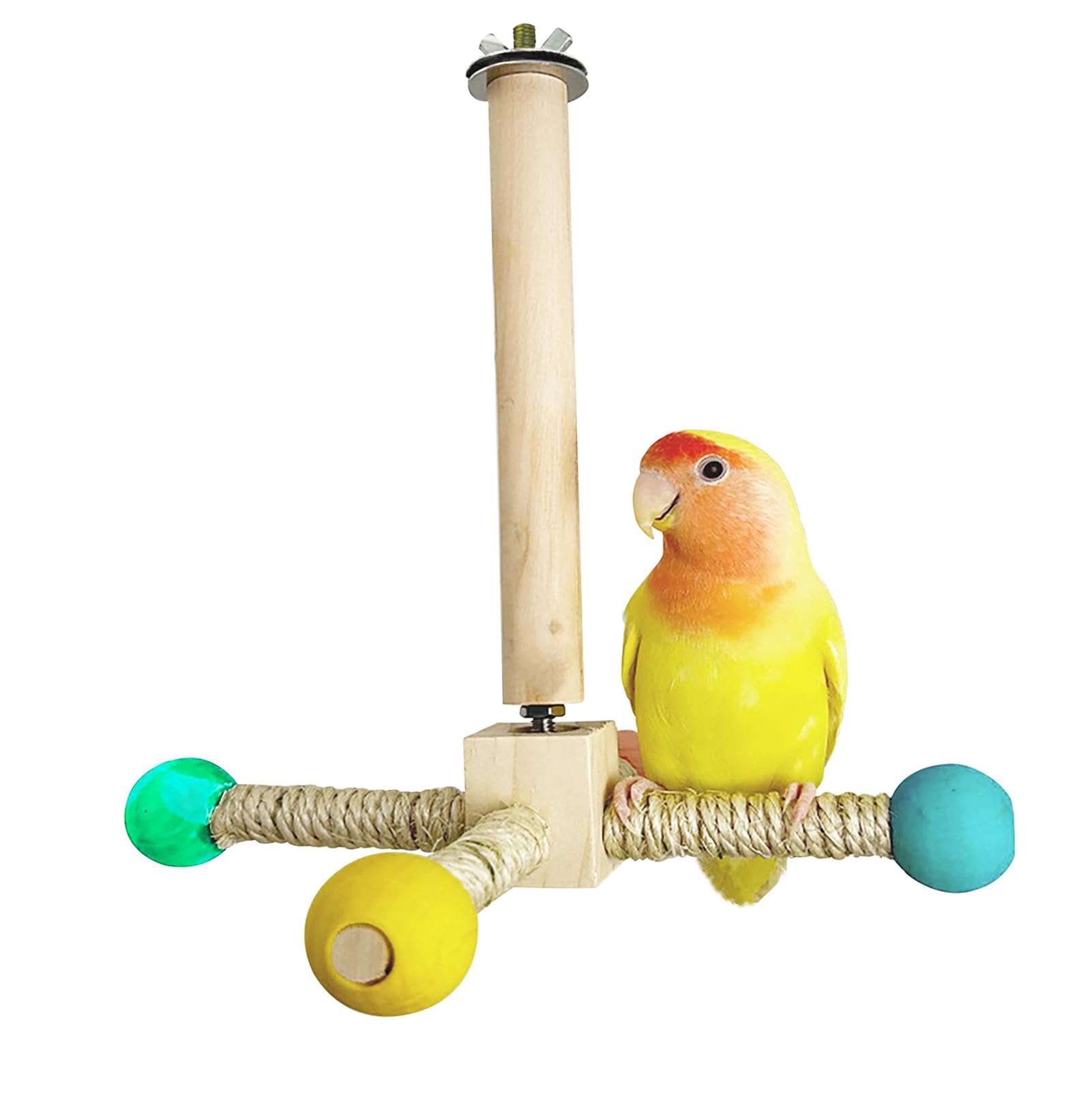 Birds Toy Wooden Carousel Perches for Budgies Parrot Bird Playground Hanging Play Stand for Bird Cages