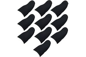 ULDIGI 10 Pcs Anti-sweat Screen Touch Gaming Finger Sleeves, Ultra-thin Carbon Fiber Material, Black Edge,