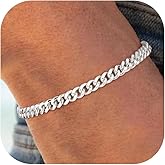 FTPWP S925 Sterling Silver Bracelet for Men,5.5mm Sterling Silver Link Chain Bracelet for Men Jewelry Gift