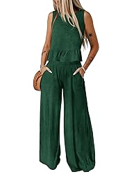 Dokotoo Womens 2 Piece Outfits Sleeveless Round