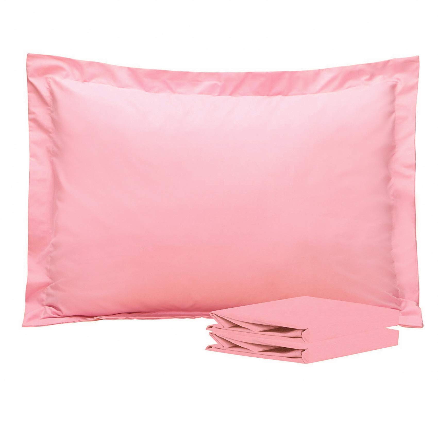 Photo 1 of NTBAY Standard Pillow Shams - 2 Pack Brushed Microfiber 20x26 Sham Covers - Super Soft and Cozy, Wrinkle, Fade, Stain Resistant 20x26 Inches Oxford Pillowcases, Pink
