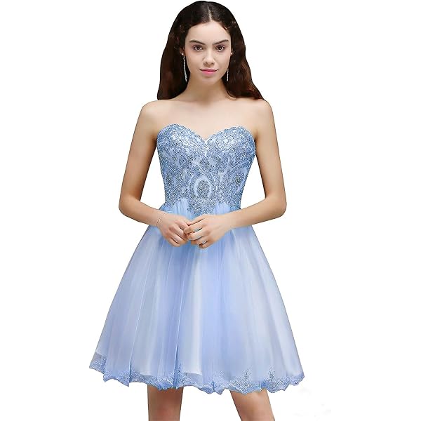 Amazon.com: Meowmming Women's Sweetheart Sleeveless Tulle Short Homecoming  Dress Beaded A Line Cocktail Party Gowns Sky Blue : Clothing, Shoes &  Jewelry